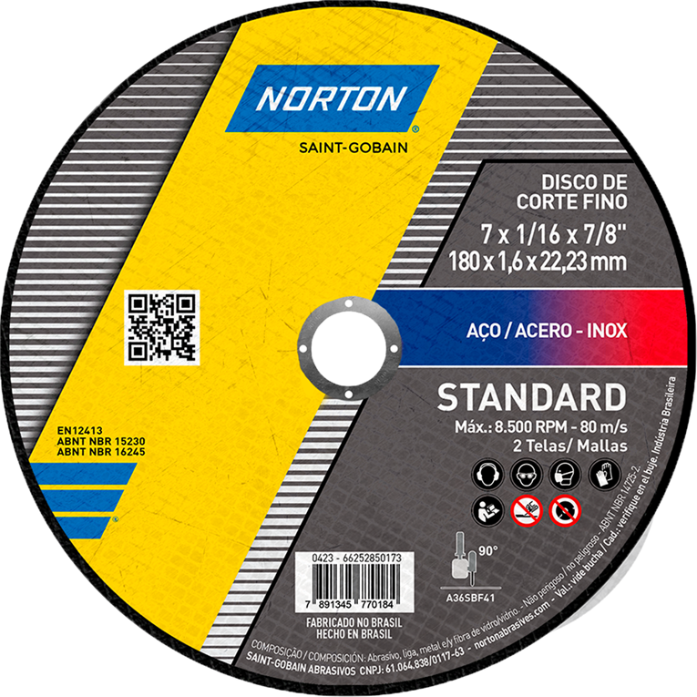 Disco Corte Standard Norton 180mm 7 Polegadas