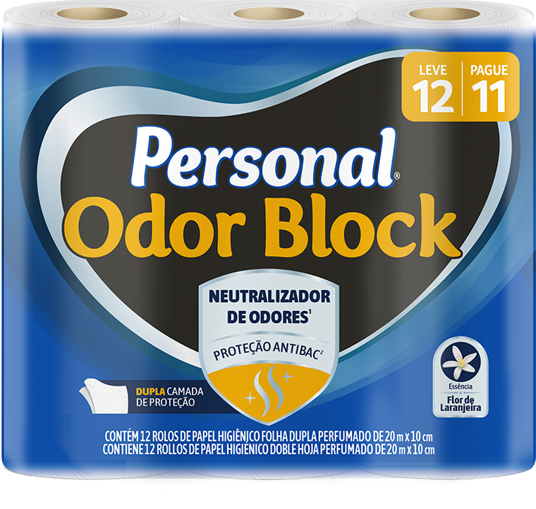 Papel Higienico Personal Folha Dupla Odor Block 20m Lv12 Pg1