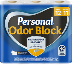 Papel Higienico Personal Folha Dupla Odor Block 20m Lv12 Pg1