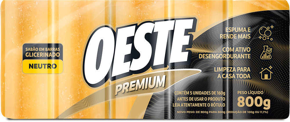Sabao Pedaco Oeste Neutro Glicerinado Premium 5x160gr