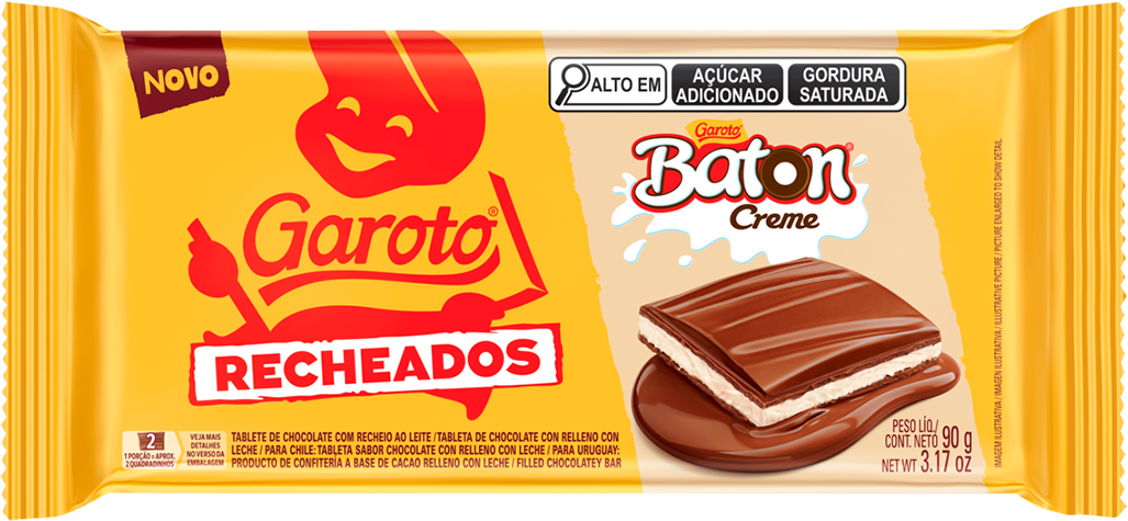 Chocolate Garoto Baton Ao Leite Com Creme Recheado 90g