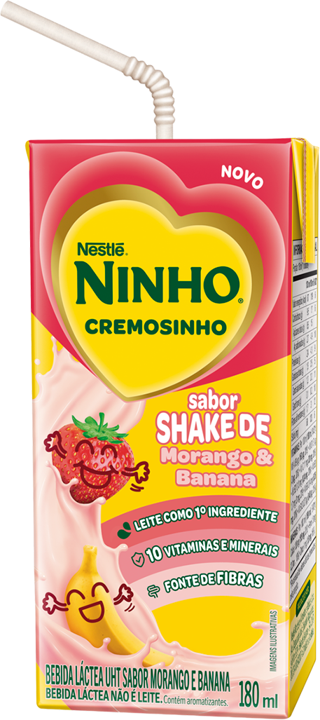Bebida Lactea Ninho Cremosinho Shake Morango E Banana 180ml