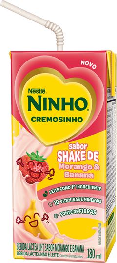 Bebida Lactea Ninho Cremosinho Shake Morango E Banana 180ml
