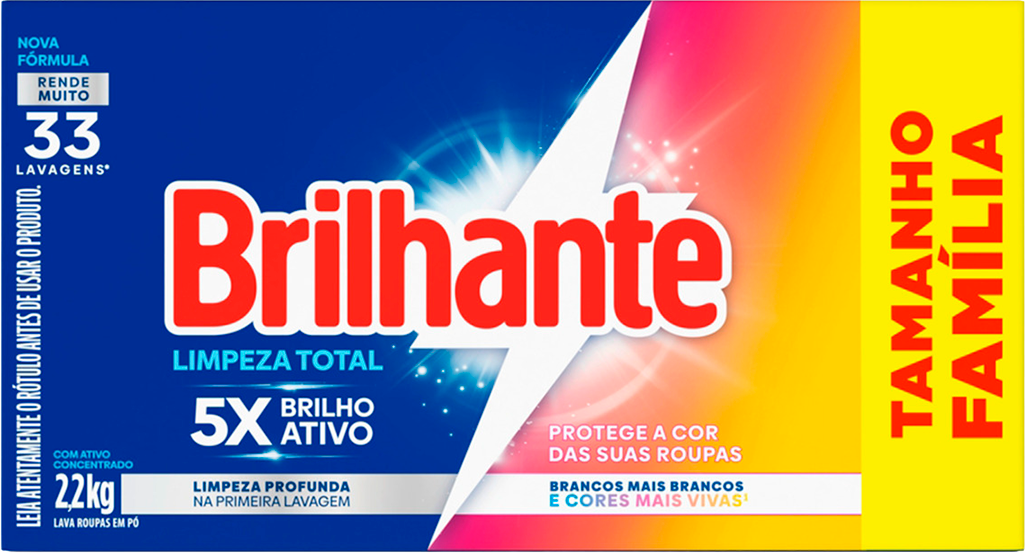 Sabao Em Po Brilhante Limpeza Total Caixa 2,2kg