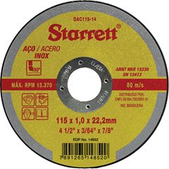 Disco De Corte Abrasivo 115x1,0x22,2mm 4/5 Pol