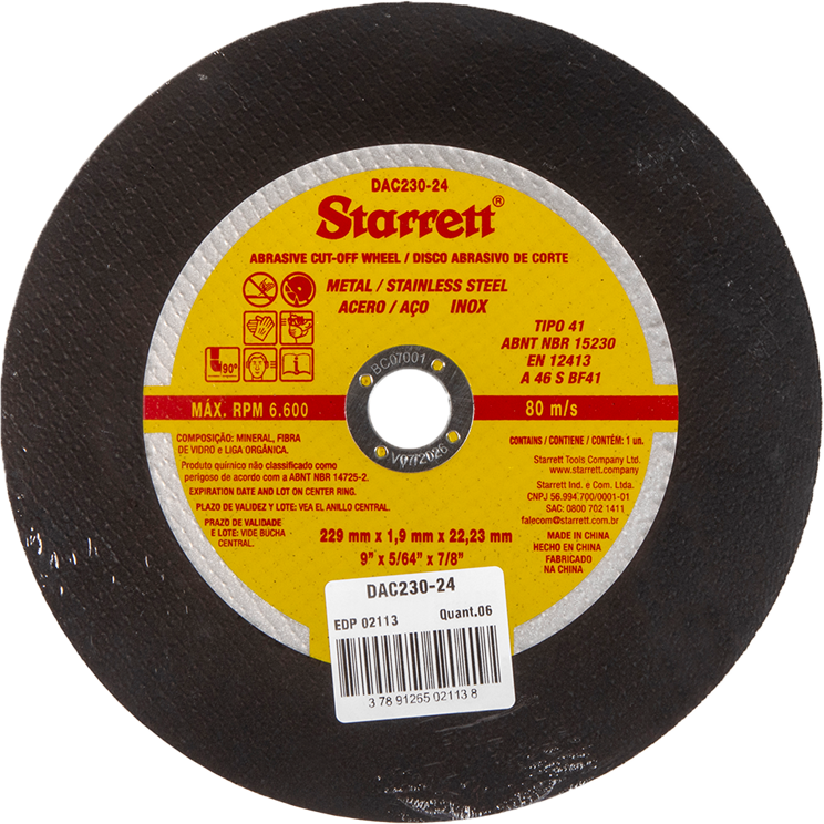 Disco De Corte Abrasivo 229x1,9x22,23mm 9 Pol
