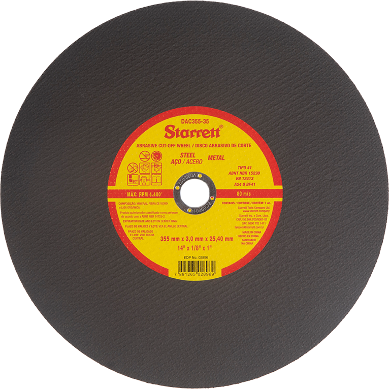 Disco De Corte Abrasivo 355x3,0x25,4mm 14 Pol