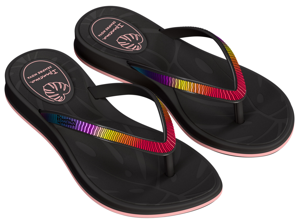 Sandalia Ipanema Shine Fem Infantil Preto/Rosa Doce