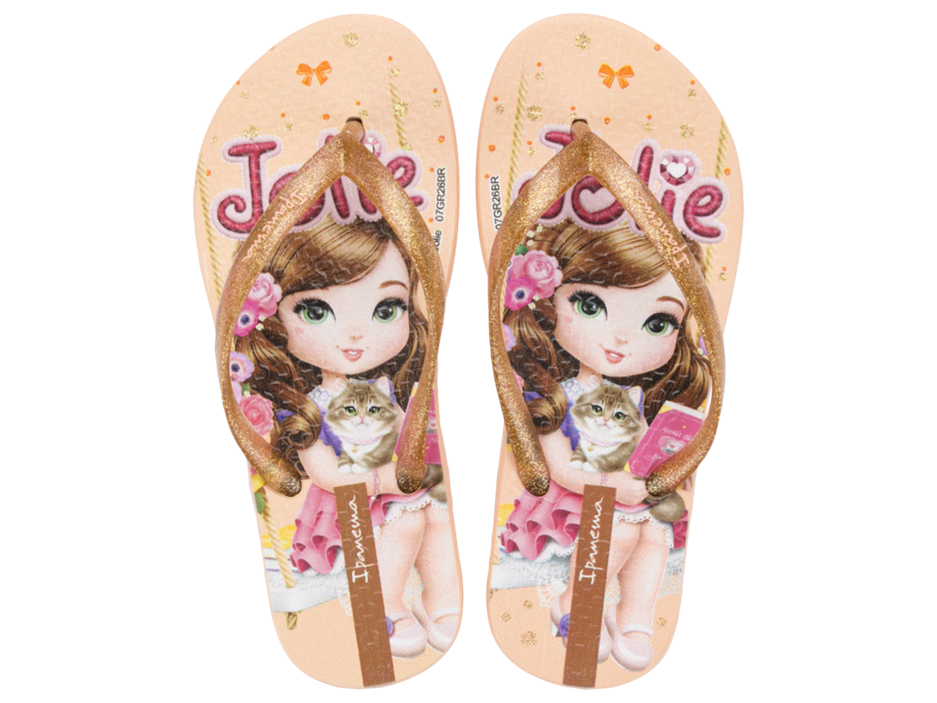 Sandalia Ipanema Jolie Amores Fem Infantil Bege/Glitter