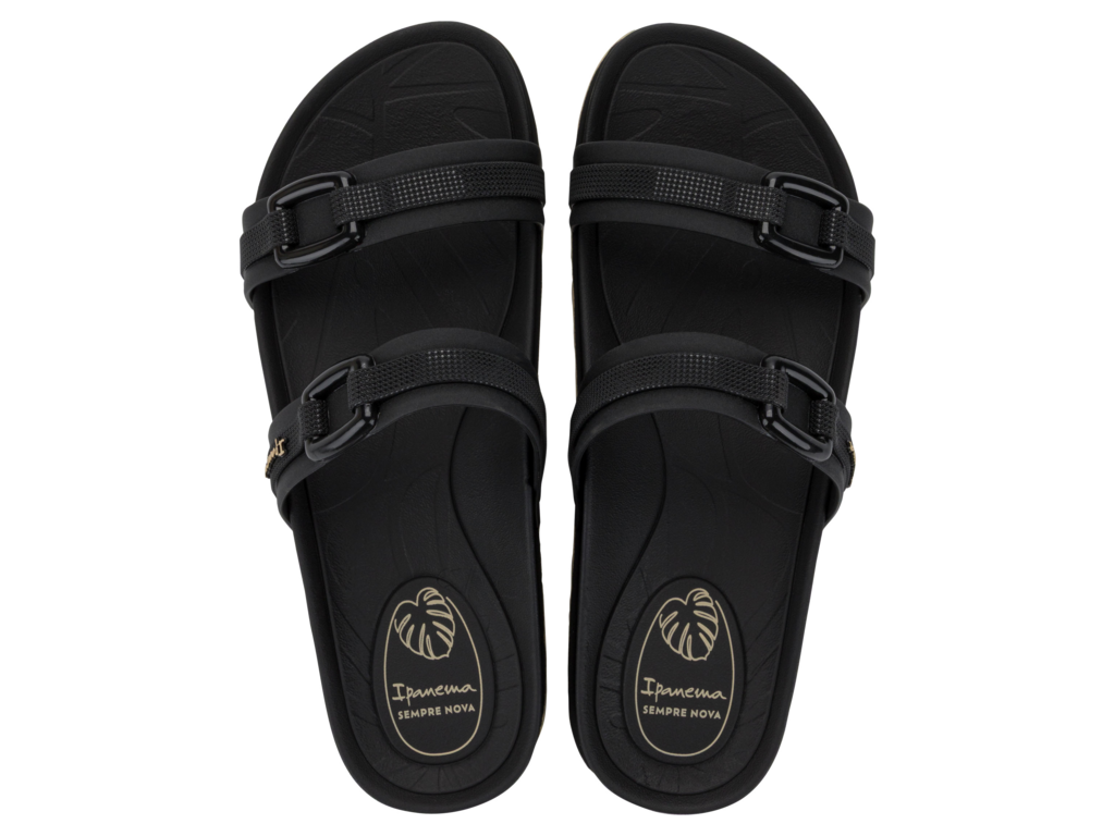 Sandalia Ipanema Shine Slide Fem Adulto Preto/Bege