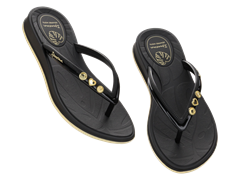 Sandalia Ipanema Shine Pin Fem Adulto Preto/Amarelo Manteiga