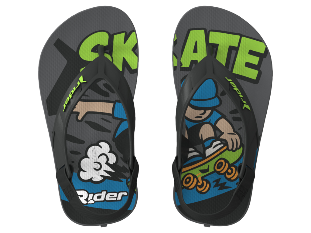 Sandalia Rider Street Masc Baby Grafite/Preto/Verde