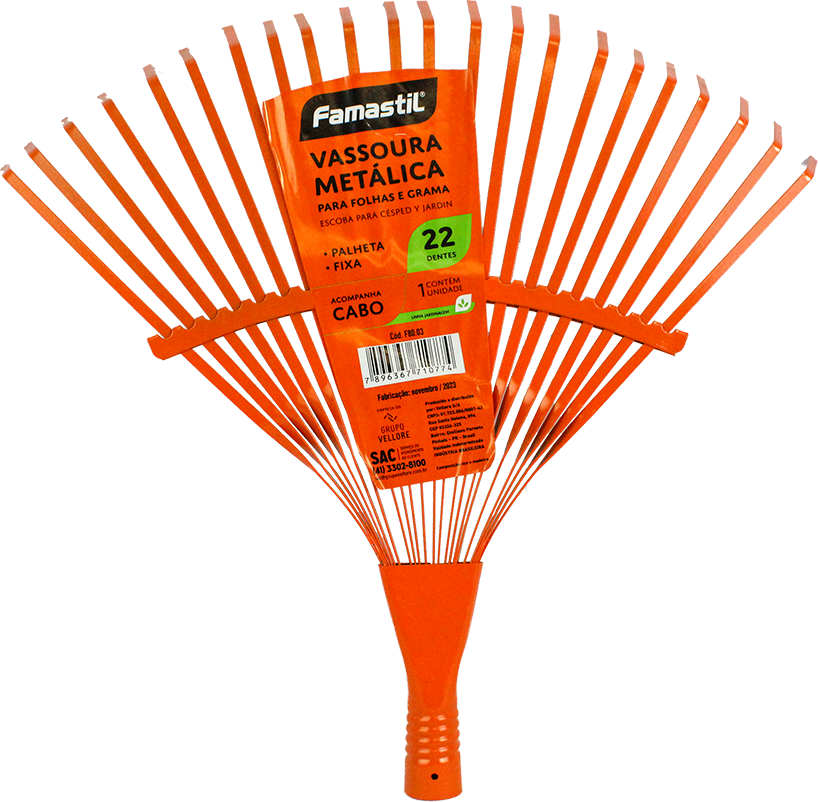Vassoura Jardim Metalica Famastil 22d Com Cabo