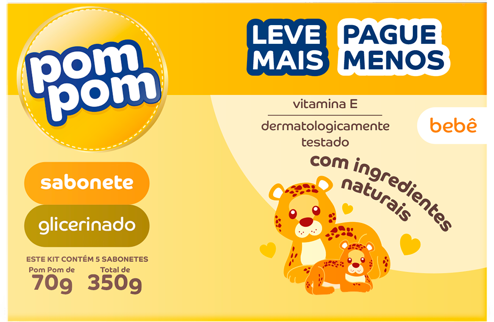 Sabonete Infantil Pom Pom Glicerinado 5un Lv+ Pg- 70g