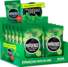 Preservativo Prudence Lubrificado Sabores Hortela 3un
