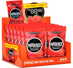 Preservativo Prudence Lubrificado Sabores Morango 3un