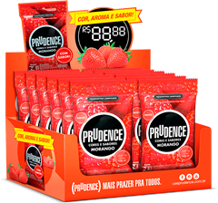 Preservativo Prudence Lubrificado Sabores Morango 3un