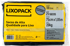 Saco De Lixo Lixopack Preto Reforcado 10x25x100l