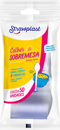 Colher Descartavel Strawplast Sobremesa 50un